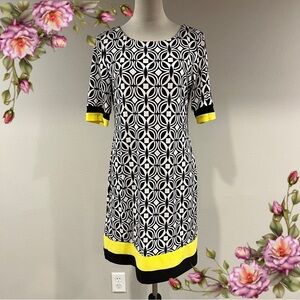 Black and White‎ short sleeve Geometric print mini Dress size 10